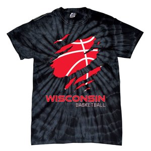 Distressed Basketball The Badger State Home Wisconsin Hoops Tie-Dye T-Shirt