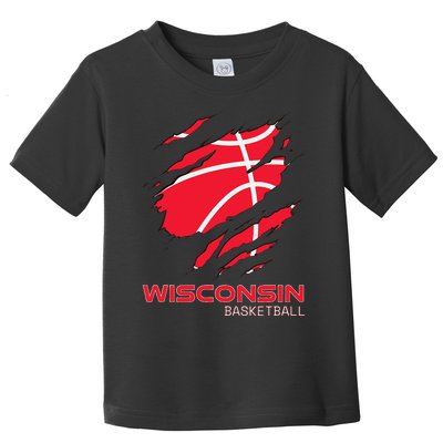 Distressed Basketball The Badger State Home Wisconsin Hoops Toddler T-Shirt