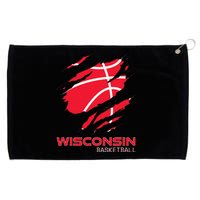 Distressed Basketball The Badger State Home Wisconsin Hoops Grommeted Golf Towel