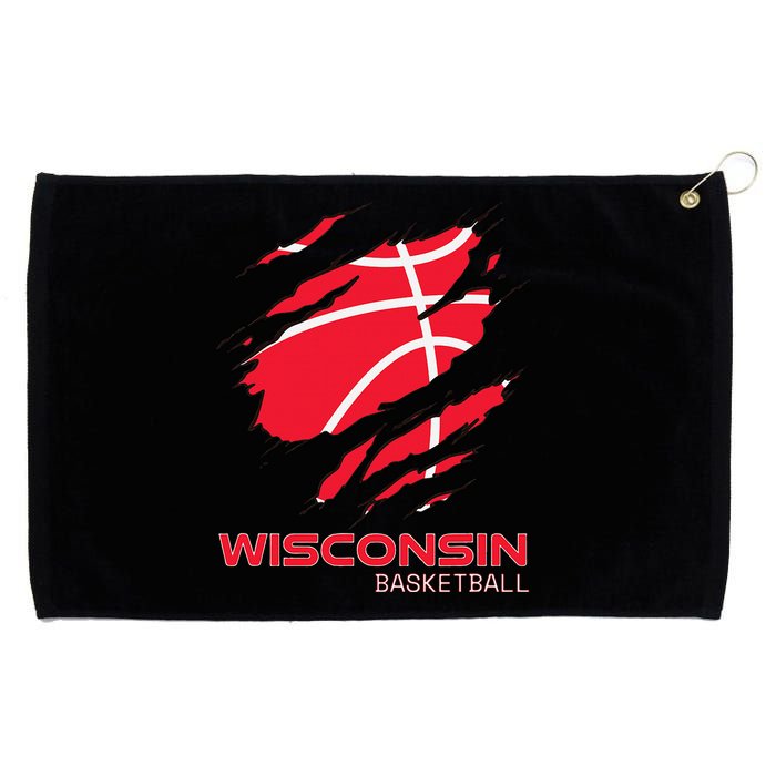 Distressed Basketball The Badger State Home Wisconsin Hoops Grommeted Golf Towel