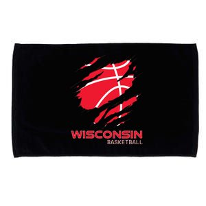 Distressed Basketball The Badger State Home Wisconsin Hoops Microfiber Hand Towel