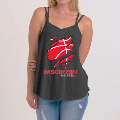 Distressed Basketball The Badger State Home Wisconsin Hoops Women's Strappy Tank