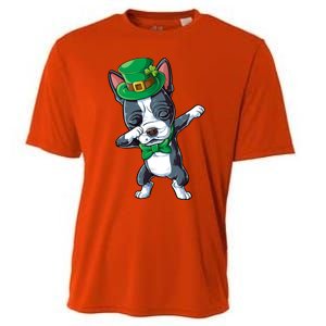 Dabbing Boston Terrier St Patricks Day Leprechaun Dog Cute Gift Cooling Performance Crew T-Shirt