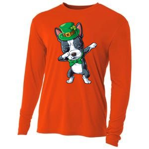 Dabbing Boston Terrier St Patricks Day Leprechaun Dog Cute Gift Cooling Performance Long Sleeve Crew