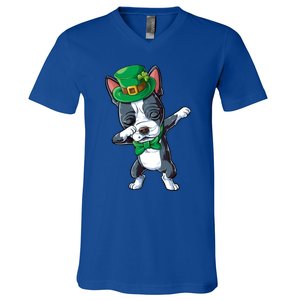 Dabbing Boston Terrier St Patricks Day Leprechaun Dog Cute Gift V-Neck T-Shirt