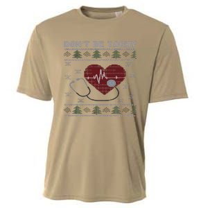 DonT Be Tachy Cardiac Nurse Ugly Christmas Cardiac Icu Xmas Cooling Performance Crew T-Shirt