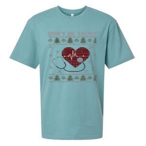 DonT Be Tachy Cardiac Nurse Ugly Christmas Cardiac Icu Xmas Sueded Cloud Jersey T-Shirt