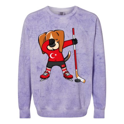 Dabbing Beagle Turkey Ice Hockey Lovers Jersey Winter Sports Great Gift Colorblast Crewneck Sweatshirt