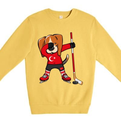 Dabbing Beagle Turkey Ice Hockey Lovers Jersey Winter Sports Great Gift Premium Crewneck Sweatshirt