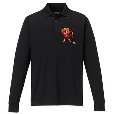 Dabbing Beagle Turkey Ice Hockey Lovers Jersey Winter Sports Great Gift Performance Long Sleeve Polo