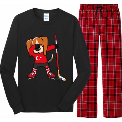 Dabbing Beagle Turkey Ice Hockey Lovers Jersey Winter Sports Great Gift Long Sleeve Pajama Set