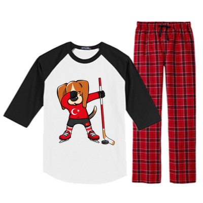 Dabbing Beagle Turkey Ice Hockey Lovers Jersey Winter Sports Great Gift Raglan Sleeve Pajama Set