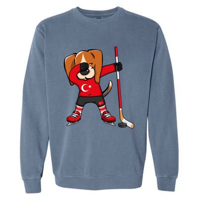 Dabbing Beagle Turkey Ice Hockey Lovers Jersey Winter Sports Great Gift Garment-Dyed Sweatshirt