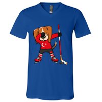 Dabbing Beagle Turkey Ice Hockey Lovers Jersey Winter Sports Great Gift V-Neck T-Shirt