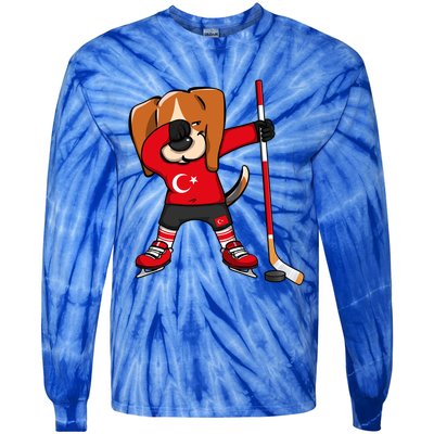 Dabbing Beagle Turkey Ice Hockey Lovers Jersey Winter Sports Great Gift Tie-Dye Long Sleeve Shirt