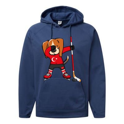 Dabbing Beagle Turkey Ice Hockey Lovers Jersey Winter Sports Great Gift Performance Fleece Hoodie