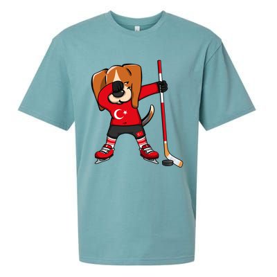 Dabbing Beagle Turkey Ice Hockey Lovers Jersey Winter Sports Great Gift Sueded Cloud Jersey T-Shirt