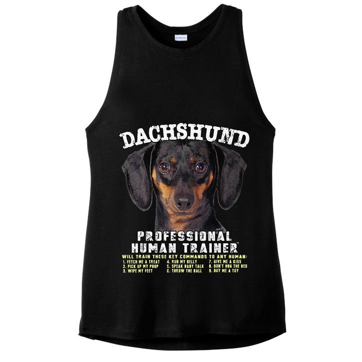 Dachshund Black Tan Professional Human Trainer Cute Dog Ladies PosiCharge Tri-Blend Wicking Tank