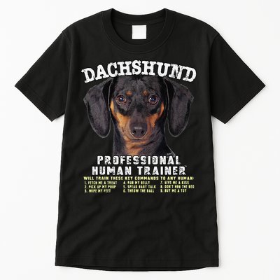 Dachshund Black Tan Professional Human Trainer Cute Dog Tall T-Shirt