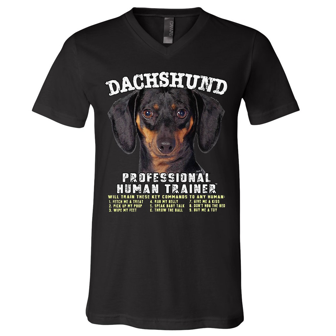 Dachshund Black Tan Professional Human Trainer Cute Dog V-Neck T-Shirt