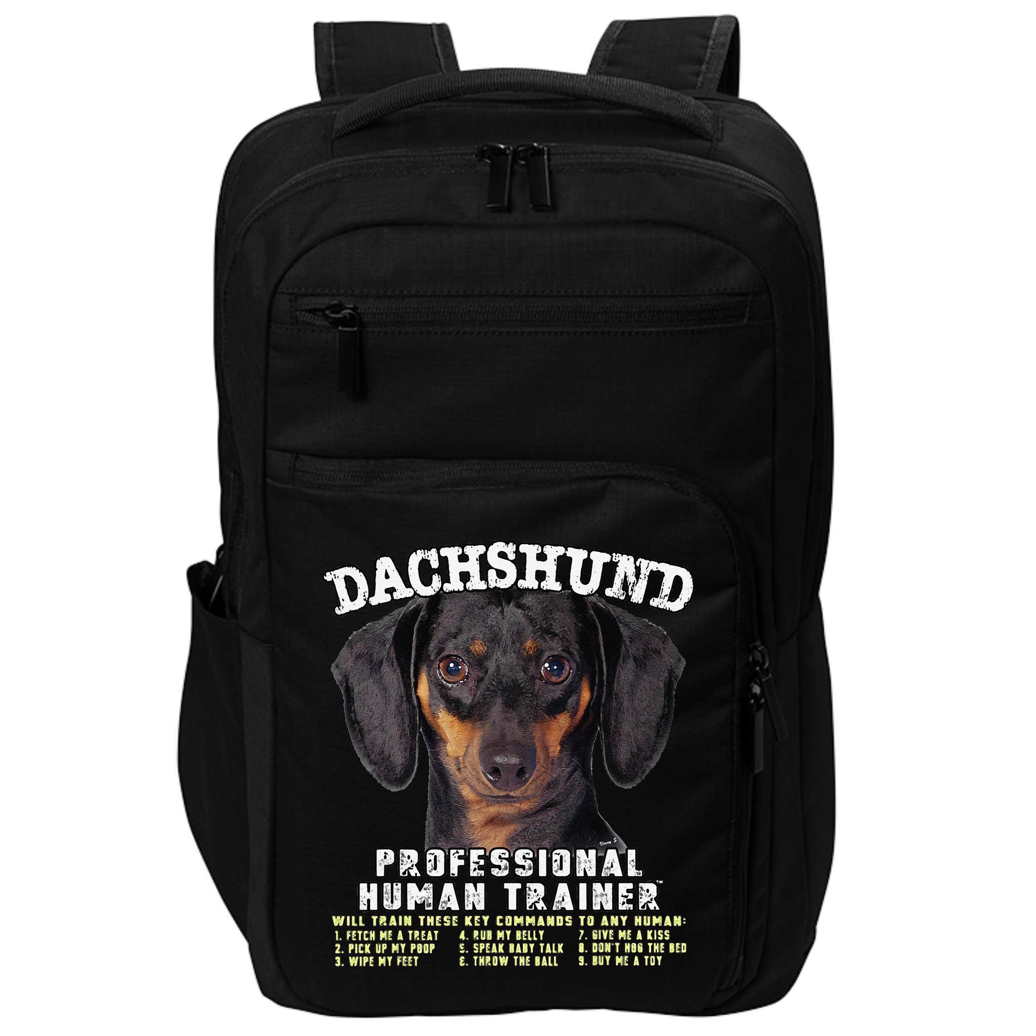 Dachshund Black Tan Professional Human Trainer Cute Dog Impact Tech Backpack