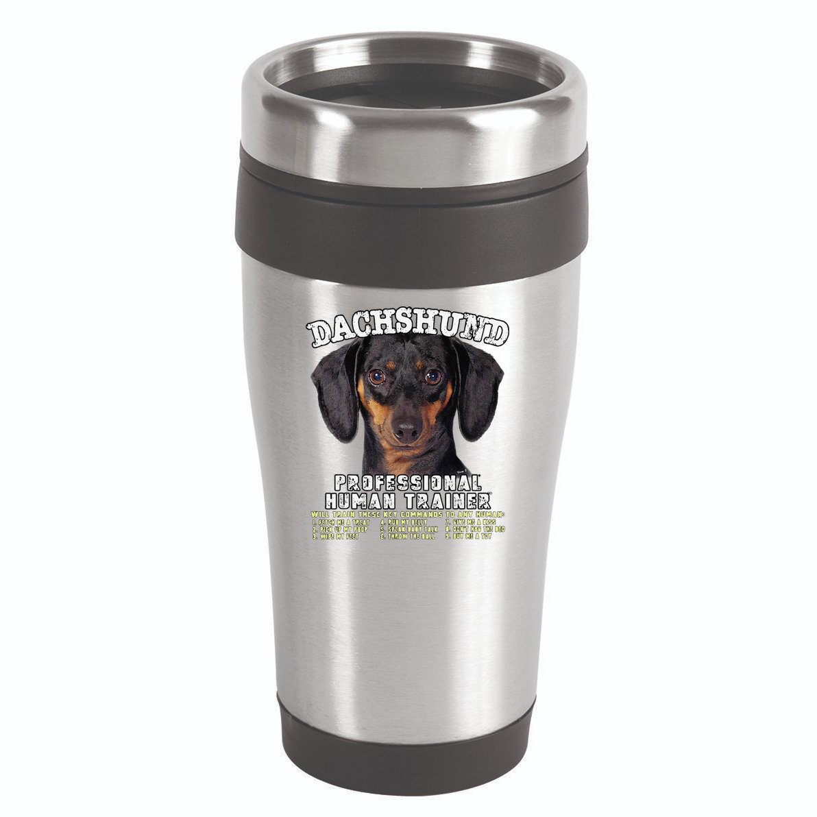 Dachshund Black Tan Professional Human Trainer Cute Dog 16oz Travel Tumbler