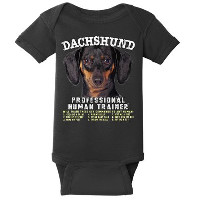 Dachshund Black Tan Professional Human Trainer Cute Dog Baby Bodysuit