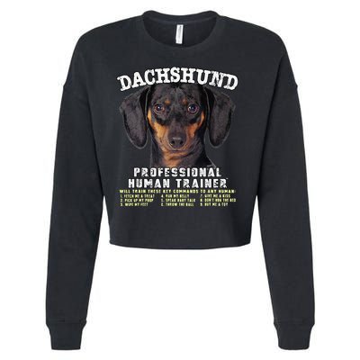 Dachshund Black Tan Professional Human Trainer Cute Dog Cropped Pullover Crew