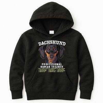Dachshund Black Tan Professional Human Trainer Cute Dog Kids Hoodie
