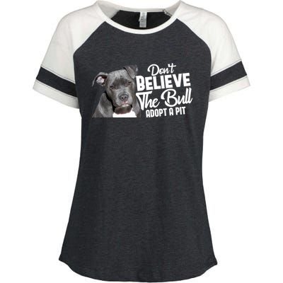 Don't Believe The Bull Adopt A Pit Gift Pitbull Lovers Rescue Gift Enza Ladies Jersey Colorblock Tee