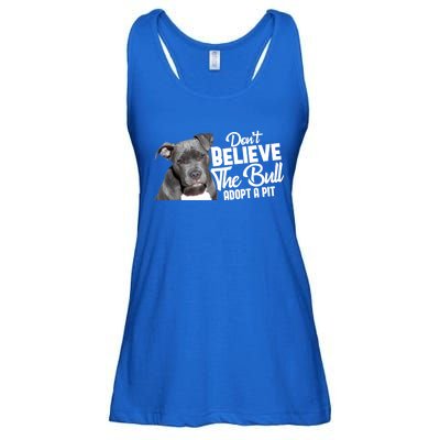 Don't Believe The Bull Adopt A Pit Gift Pitbull Lovers Rescue Gift Ladies Essential Flowy Tank