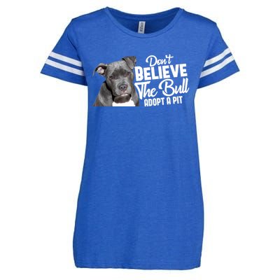 Don't Believe The Bull Adopt A Pit Gift Pitbull Lovers Rescue Gift Enza Ladies Jersey Football T-Shirt