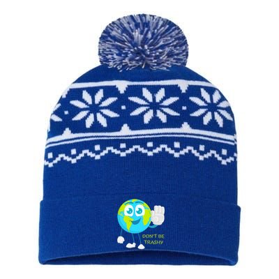 Dont Be Trashy Funny Earth Day Recycling Recycle Reuse Joke Gift USA-Made Snowflake Beanie