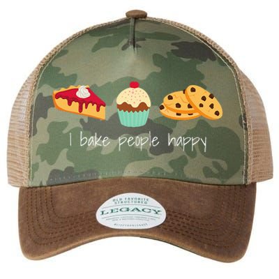 Dessert Baking Themed Gift I Bake People Happy Legacy Tie Dye Trucker Hat