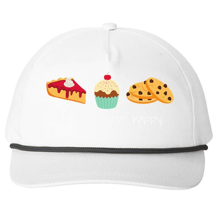 Dessert Baking Themed Gift I Bake People Happy Snapback Five-Panel Rope Hat