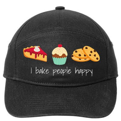 Dessert Baking Themed Gift I Bake People Happy 7-Panel Snapback Hat