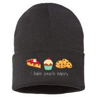 Dessert Baking Themed Gift I Bake People Happy Sustainable Knit Beanie