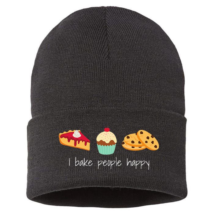 Dessert Baking Themed Gift I Bake People Happy Sustainable Knit Beanie