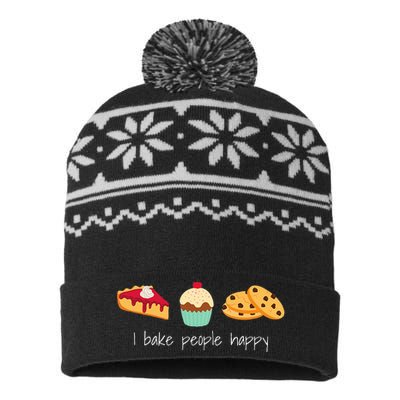 Dessert Baking Themed Gift I Bake People Happy USA-Made Snowflake Beanie