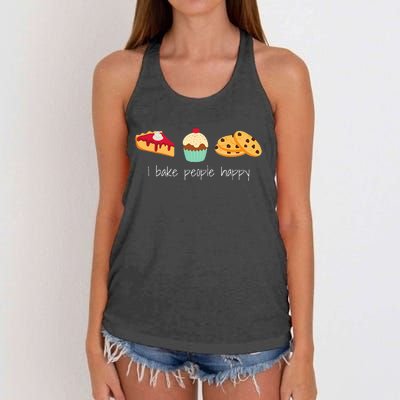 Dessert Baking Themed Gift I Bake People Happy Women's Knotted Racerback Tank