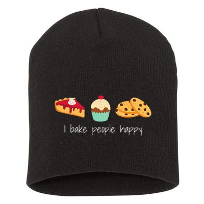 Dessert Baking Themed Gift I Bake People Happy Short Acrylic Beanie