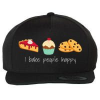 Dessert Baking Themed Gift I Bake People Happy Wool Snapback Cap