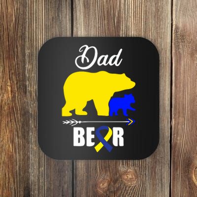 Dad Bear Trisomy 21 Down Syndrome Awareness Day Daddy Gift Coaster