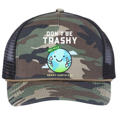 Don't Be Trashy Funny Recycling Women Earth Day Retro Rope Trucker Hat Cap