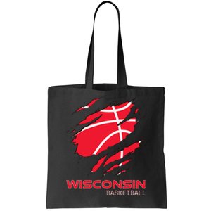 Distressed Basketball The Badger State Home Wisconsin Hoops Tote Bag