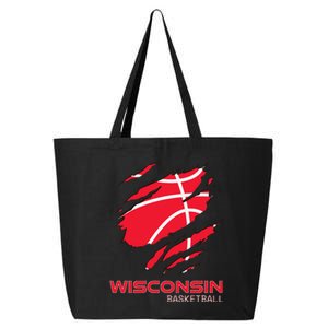 Distressed Basketball The Badger State Home Wisconsin Hoops 25L Jumbo Tote