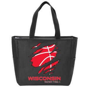 Distressed Basketball The Badger State Home Wisconsin Hoops Zip Tote Bag