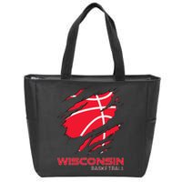 Distressed Basketball The Badger State Home Wisconsin Hoops Zip Tote Bag