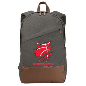 Distressed Basketball The Badger State Home Wisconsin Hoops Cotton Canvas Backpack