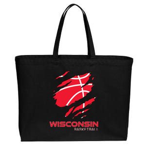 Distressed Basketball The Badger State Home Wisconsin Hoops Cotton Canvas Jumbo Tote